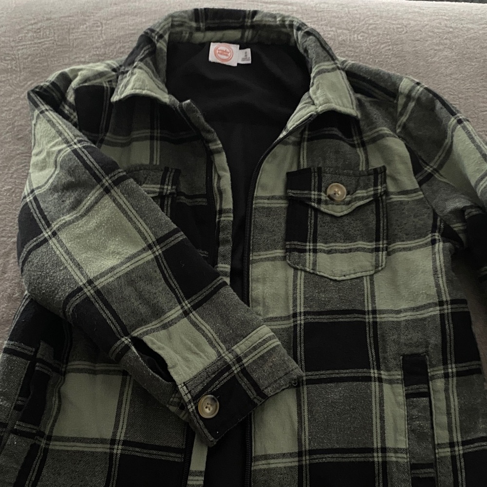 Green and Black Plaid Jacket